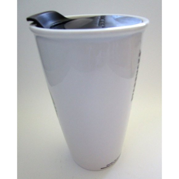 Starbucks Green Mermaid Logo Ceramic White coffee/tea mug & lid - 12 fl.oz 2011 - Picture 3 of 12